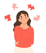 © Heyauli  - Illustration of a young woman thinking about solving a problem
