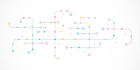 Poster - Digital technology concept with integrated circuit and network communication elements