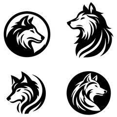 Wolf logo concept vector illustration black color a set of group