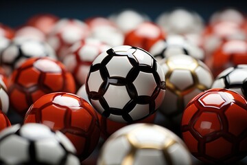 Multiple Soccer Balls in 3D, football background