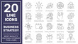 Business strategy line icons. Set of development, science, technology, creativity, success and more. Editable stroke. EPS 10
