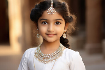 Wall Mural - Cute indian little girl child with jewelery