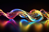 Fototapeta Panele - Wallpaper, vivid beautiful rainbow glowing waves and lines. Abstract background. Ai generated.