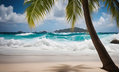 Sticker - Gentle sea waves on sandy beach