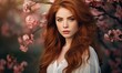 A striking photo of a female with fiery auburn hair, her presence commanding attention and admiration.