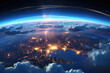 Panoramic view on planet Earth globe from space