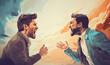 Two men yell at each other, arguing, illustration generated by AI