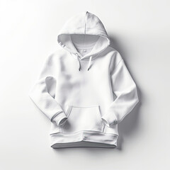 Wall Mural - A clean mockup of a hoodie isolated on white background top view.