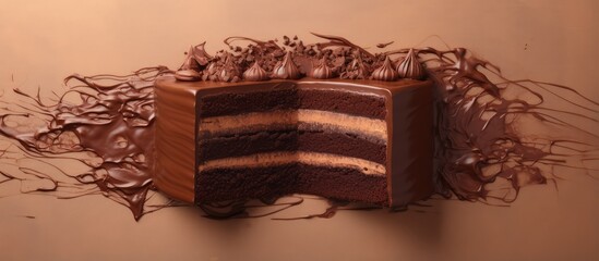 Poster - View of the inner chocolate cake on a special day isolated pastel background Copy space
