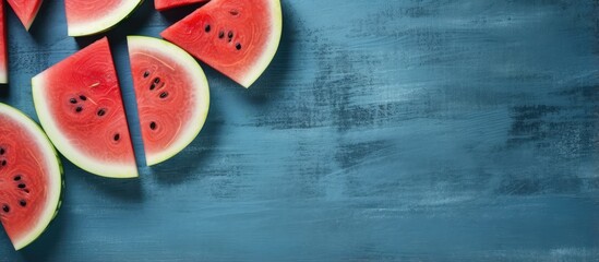 Poster - Watermelon slices isolated pastel background Copy space table space for writing