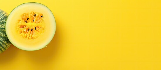 Poster - Yellow watermelon on a isolated pastel background Copy space