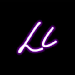 Canvas Print - Neon letter L on dark background, vector illustration