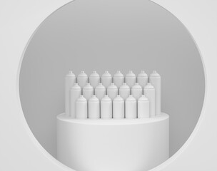 Poster - Abstract scene or podium with spray paint cans on monochrome background