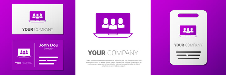 Poster - Logotype Video chat conference icon isolated on white background. Online meeting work form home. Remote project management. Logo design template element. Vector