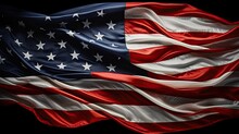 American Flag Isolated On Black Background