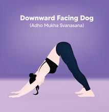 Woman Doing Yoga Exercise Downward Facing Dog Vector Poster