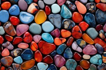 Poster - A close-up photograph showcasing a variety of different colored rocks. This image can be used to add a vibrant and natural touch to various projects.