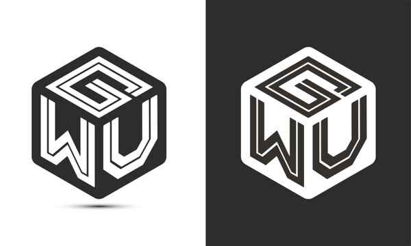 GWU letter logo design with illustrator cube logo, vector logo modern alphabet font overlap style.