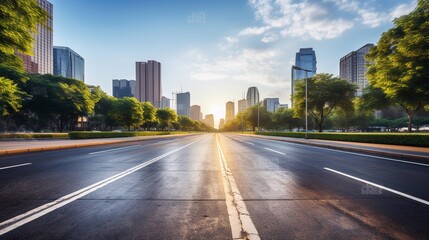 Wall Mural - Urban Pulse Asphalt Road Connects Amid Skyscrapers A Vision of Generative AI