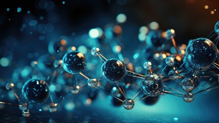 Wall Mural - abstract science background with atoms and molecules, illustration of molecular structure for backdr