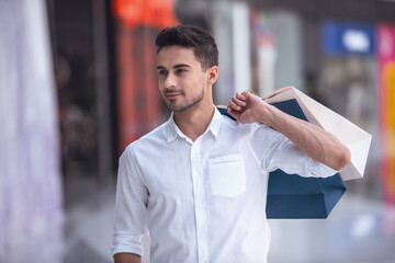 Wall Mural - Man doing shopping