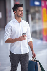 Wall Mural - Man doing shopping