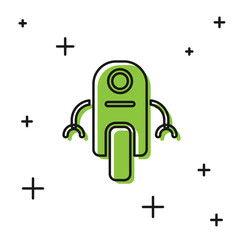 Poster - Black Robot icon isolated on white background. Artificial intelligence, machine learning, cloud computing. Vector