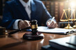 © NiK0StudeO - Professional lawyer considering with contract papers in courtroom. Justice, Law, Attorney and Court judge concept. attorney with a gavel on a desk, Justice lawyers, in suit Advice and Legal services.