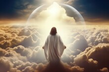 Jesus Looking From The Clouds Above Down To The World For World Prayer Day