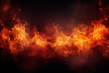 Wall Mural - Fire Flames on Black Background