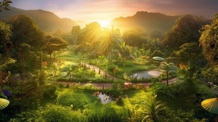 Garden of Eden overlooking a gorgeous sunset from atop a mountain