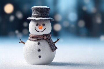Poster - A snowman wearing a top hat and scarf. Perfect for winter-themed designs and holiday decorations.