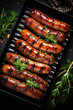 Grilled sausages top view