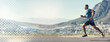 © aLListar/peopleimages.com - Man, fitness and running on banner for space, workout or outdoor exercise and training on mockup. Active male person, athlete or runner in sports, hiking or cardio health and wellness on mountain