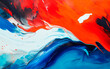 Abstract watercolor paint background. Blue, orange, red and white color with liquid fluid grunge texture for wallpaper.