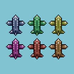 Poster - Pixel art sets of plane with variation color item asset. Simple bits of plane on pixelated style. 8bits perfect for game asset or design asset element for your game design asset