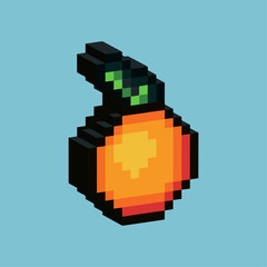Fototapete - Isometric Pixel art 3d of orange fruit for items asset. Orange fruit on pixelated style.8bits perfect for game asset or design asset element for your game design asset.
