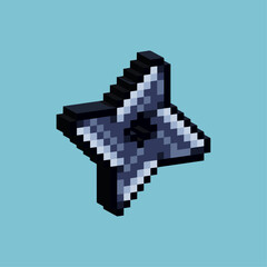 Poster - Isometric Pixel art 3d of shuriken weapon for items asset. Ninja weapon on pixelated style.8bits perfect for game asset or design asset element for your game design asset.