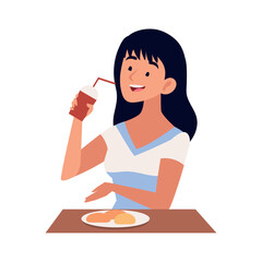 Sticker - woman eating a lunch