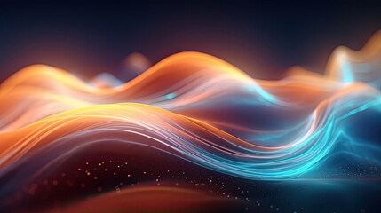 Wall Mural - Abstract futuristic wave with dynamic particles for background. Generative Ai