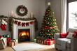 © DESIGN MOSAI - Christmas Tree with Red Gift Box,generated ai