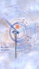 Wall Mural - wind power plant in white clouds, 3d render.