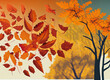 canvas print picture - Herbstlicher Blätter Hintergrund orange, rot, brau, als Hintergrund für Design, mit KI erstellt