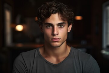 Poster - A close-up view of a person wearing a shirt. This image can be used in various contexts.