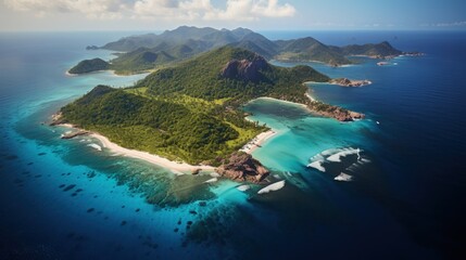 Aufkleber - A westward aerial view of Silhouette island in the Seychelles located in the Indian Ocean off Africa s coast