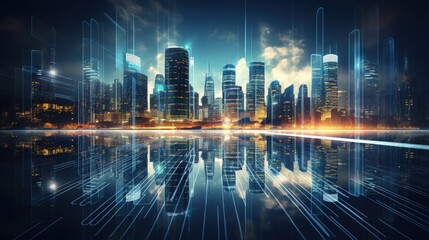 blurred night city lights complementing fintech theme