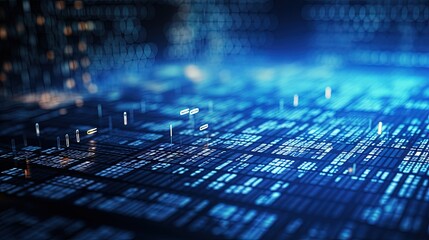 Poster - Abstract technology background with computer script 3D illustration related to programming code and software development