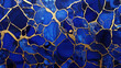 © iv work - Abstract beautiful cobalt blue background with gold linies