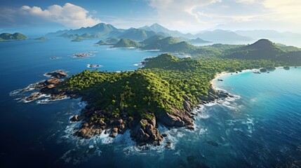 Poster - A westward aerial view of Silhouette island in the Seychelles located in the Indian Ocean off Africa s coast