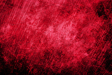 Poster - Red grunge background. Abstract red texture. Old scratched bright red paint surface wide texture. Dark scarlet color gloomy grunge abstract widescreen background